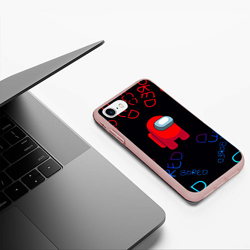 Чехол iPhone 7/8 матовый Амонг ас bored neon / 3D-Светло-розовый – фото 3