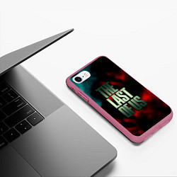 Чехол iPhone 7/8 матовый The last of us fire, цвет: 3D-малиновый — фото 2