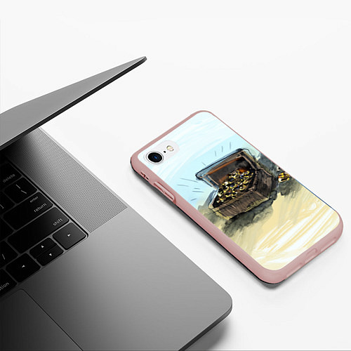 Чехол iPhone 7/8 матовый Сундук с сокровищами / 3D-Светло-розовый – фото 3
