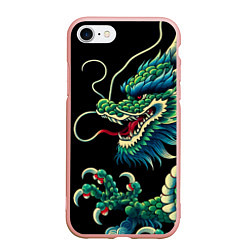 Чехол iPhone 7/8 матовый Japanese irezumi - dragon, цвет: 3D-светло-розовый