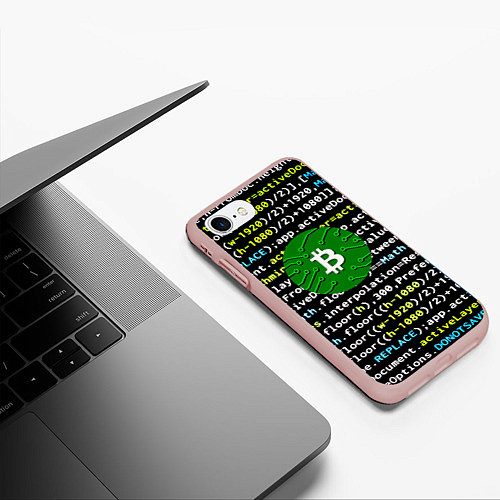 Чехол iPhone 7/8 матовый Bitcoin сатоши / 3D-Светло-розовый – фото 3