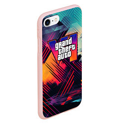 Чехол iPhone 7/8 матовый GTA 6 abstract logo, цвет: 3D-светло-розовый — фото 2