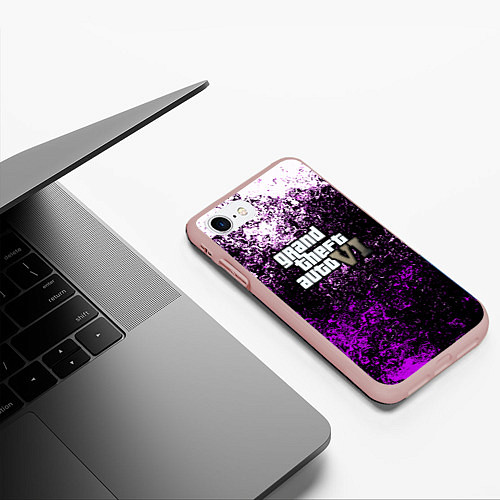 Чехол iPhone 7/8 матовый Grand Theft Auto 6 vice city / 3D-Светло-розовый – фото 3