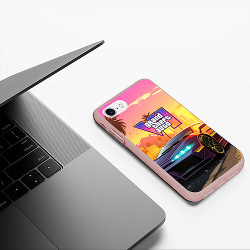 Чехол iPhone 7/8 матовый Auto GTA 6 / 3D-Светло-розовый – фото 3