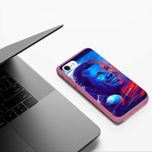 Чехол iPhone 7/8 матовый Улыбка Гагарина / 3D-Малиновый – фото 3