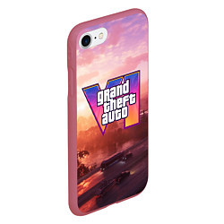 Чехол iPhone 7/8 матовый GTA 6 Vice, цвет: 3D-малиновый — фото 2