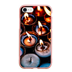 Чехол iPhone 7/8 матовый Новогодние горящие свечи