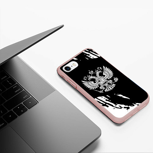 Чехол iPhone 7/8 матовый Герб великой страны Россия краски / 3D-Светло-розовый – фото 3