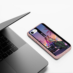 Чехол iPhone 7/8 матовый ГТА 6, цвет: 3D-светло-розовый — фото 2