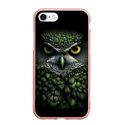 Чехол iPhone 7/8 матовый Зелено черная сова, цвет: 3D-светло-розовый