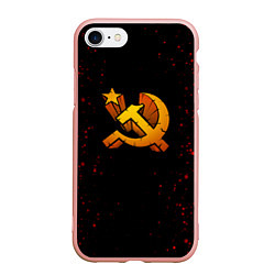 Чехол iPhone 7/8 матовый Серп и молот СССР краски, цвет: 3D-светло-розовый