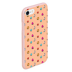 Чехол iPhone 7/8 матовый Узор с сердцем, звездой и кругом, цвет: 3D-светло-розовый — фото 2