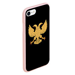 Чехол iPhone 7/8 матовый Двуглавый орёл символика России, цвет: 3D-светло-розовый — фото 2