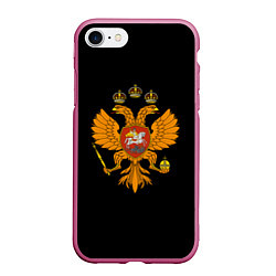 Чехол iPhone 7/8 матовый Герб РФ орёл имперский, цвет: 3D-малиновый