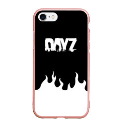 Чехол iPhone 7/8 матовый Dayz огонь апокалипсис, цвет: 3D-светло-розовый