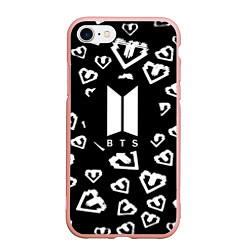 Чехол iPhone 7/8 матовый BTS band black kpop, цвет: 3D-светло-розовый