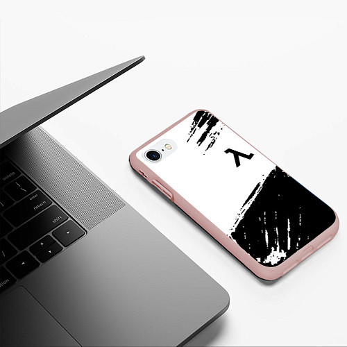 Чехол iPhone 7/8 матовый Half life black color / 3D-Светло-розовый – фото 3