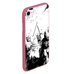 Чехол iPhone 7/8 матовый Assassins Creed fire, цвет: 3D-малиновый — фото 2