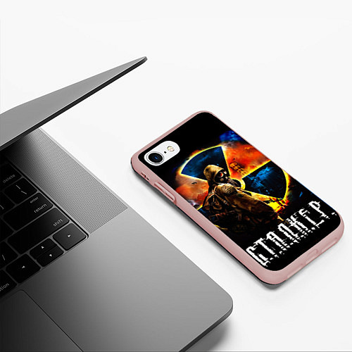 Чехол iPhone 7/8 матовый Сталкер - энергоблок ЧАЭС / 3D-Светло-розовый – фото 3