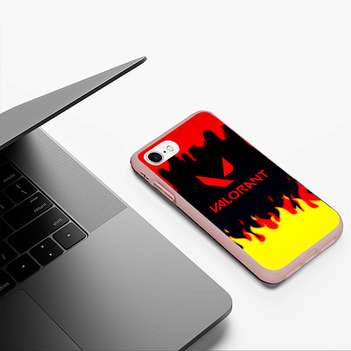 Чехол iPhone 7/8 матовый Valorant flame texture games / 3D-Светло-розовый – фото 3