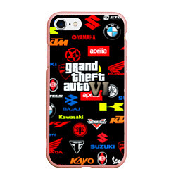 Чехол iPhone 7/8 матовый GTA6 автобренды, цвет: 3D-светло-розовый