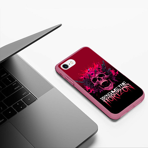 Чехол iPhone 7/8 матовый Bring Me the Horizon - rock band / 3D-Малиновый – фото 3