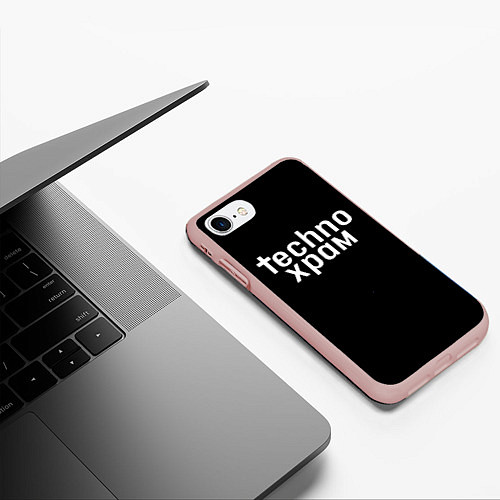 Чехол iPhone 7/8 матовый Techno храм надпись / 3D-Светло-розовый – фото 3
