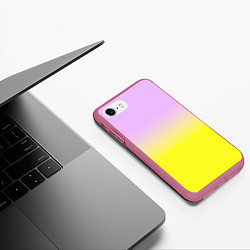 Чехол iPhone 7/8 матовый Бледно-розовый и ярко-желтый градиент, цвет: 3D-малиновый — фото 2