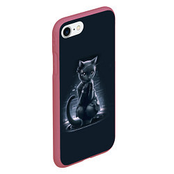 Чехол iPhone 7/8 матовый Sweet cat - cyberpunk, цвет: 3D-малиновый — фото 2