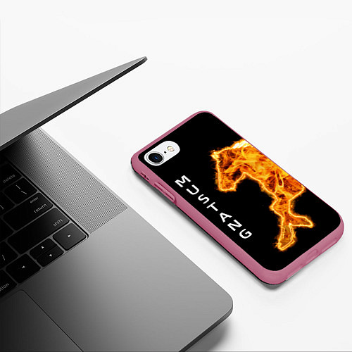 Чехол iPhone 7/8 матовый Mustang fire / 3D-Малиновый – фото 3