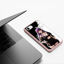 Чехол iPhone 7/8 матовый Ферн - белая абстракция, цвет: 3D-светло-розовый — фото 2