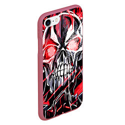 Чехол iPhone 7/8 матовый Красный адский череп, цвет: 3D-малиновый — фото 2
