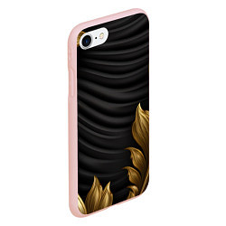 Чехол iPhone 7/8 матовый Узоры золотые на черном фоне, цвет: 3D-светло-розовый — фото 2
