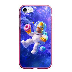 Чехол iPhone 7/8 матовый Homer Simpson is a brave astronaut, цвет: 3D-малиновый