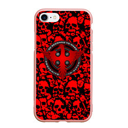 Чехол iPhone 7/8 матовый Thirty Seconds to Mars skull pattern, цвет: 3D-светло-розовый