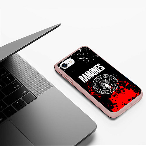 Чехол iPhone 7/8 матовый Ramones краски метал группа / 3D-Светло-розовый – фото 3