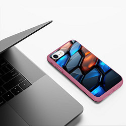 Чехол iPhone 7/8 матовый Прозрачные абстрактные плиты, цвет: 3D-малиновый — фото 2