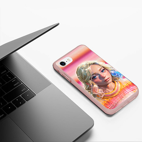 Чехол iPhone 7/8 матовый Энид Синклер - арт и текстура розового свитера / 3D-Светло-розовый – фото 3