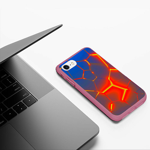 Чехол iPhone 7/8 матовый Грани огненнные абстракция / 3D-Малиновый – фото 3