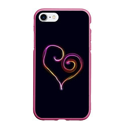 Чехол iPhone 7/8 матовый Неоновое сердечко, цвет: 3D-малиновый