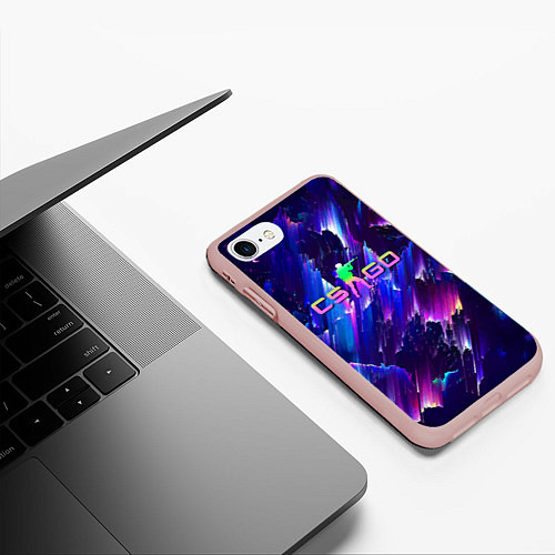Чехол iPhone 7/8 матовый Counter Strike go - neon / 3D-Светло-розовый – фото 3