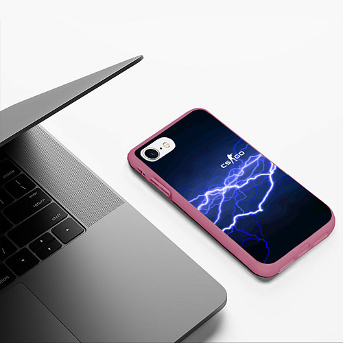 Чехол iPhone 7/8 матовый Counter Strike - lightning / 3D-Малиновый – фото 3