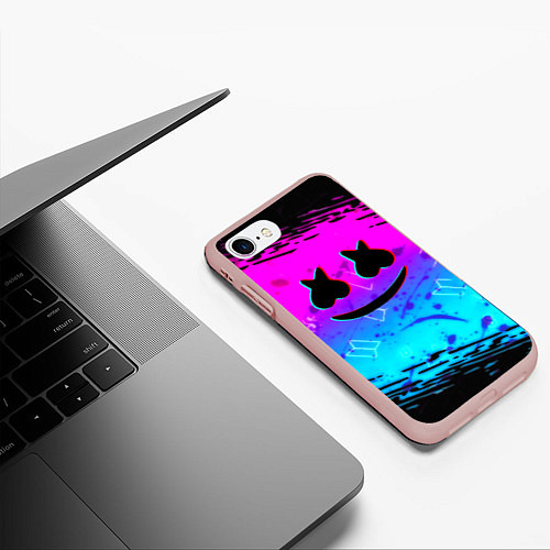 Чехол iPhone 7/8 матовый Маршмэллоу x бтс неоновый стиль / 3D-Светло-розовый – фото 3