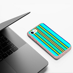 Чехол iPhone 7/8 матовый Вертикальные неоновые полосы, цвет: 3D-светло-розовый — фото 2