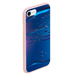 Чехол iPhone 7/8 матовый Неоновая поверхность синяя с каплями воды, цвет: 3D-светло-розовый — фото 2