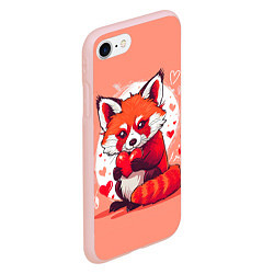 Чехол iPhone 7/8 матовый Рыжая лисичка с сердцем, цвет: 3D-светло-розовый — фото 2