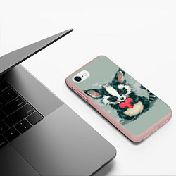 Чехол iPhone 7/8 матовый Пушистый зверек с сердечком, цвет: 3D-светло-розовый — фото 2