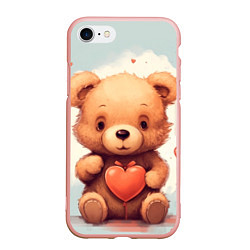 Чехол iPhone 7/8 матовый Медвежонок с сердечком 14 февраля, цвет: 3D-светло-розовый