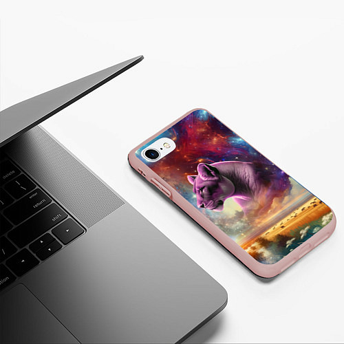 Чехол iPhone 7/8 матовый Небесный львица / 3D-Светло-розовый – фото 3