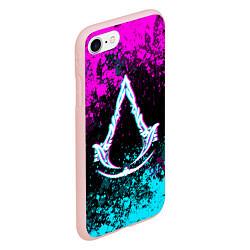 Чехол iPhone 7/8 матовый Ассасин крид мираж- неоновые брызги, цвет: 3D-светло-розовый — фото 2